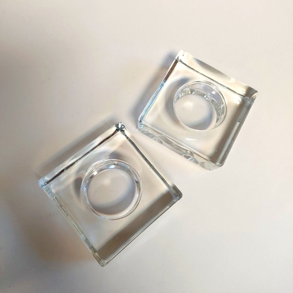 2-piece Heavy Square Clear Glass Votive Holders - Picture 1 of 5